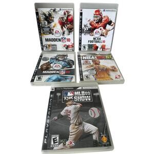 Lot of 5 PS3 Sport Games- Madden 8 & 10, Nba2k10, NCAA Football 10, MLB 09